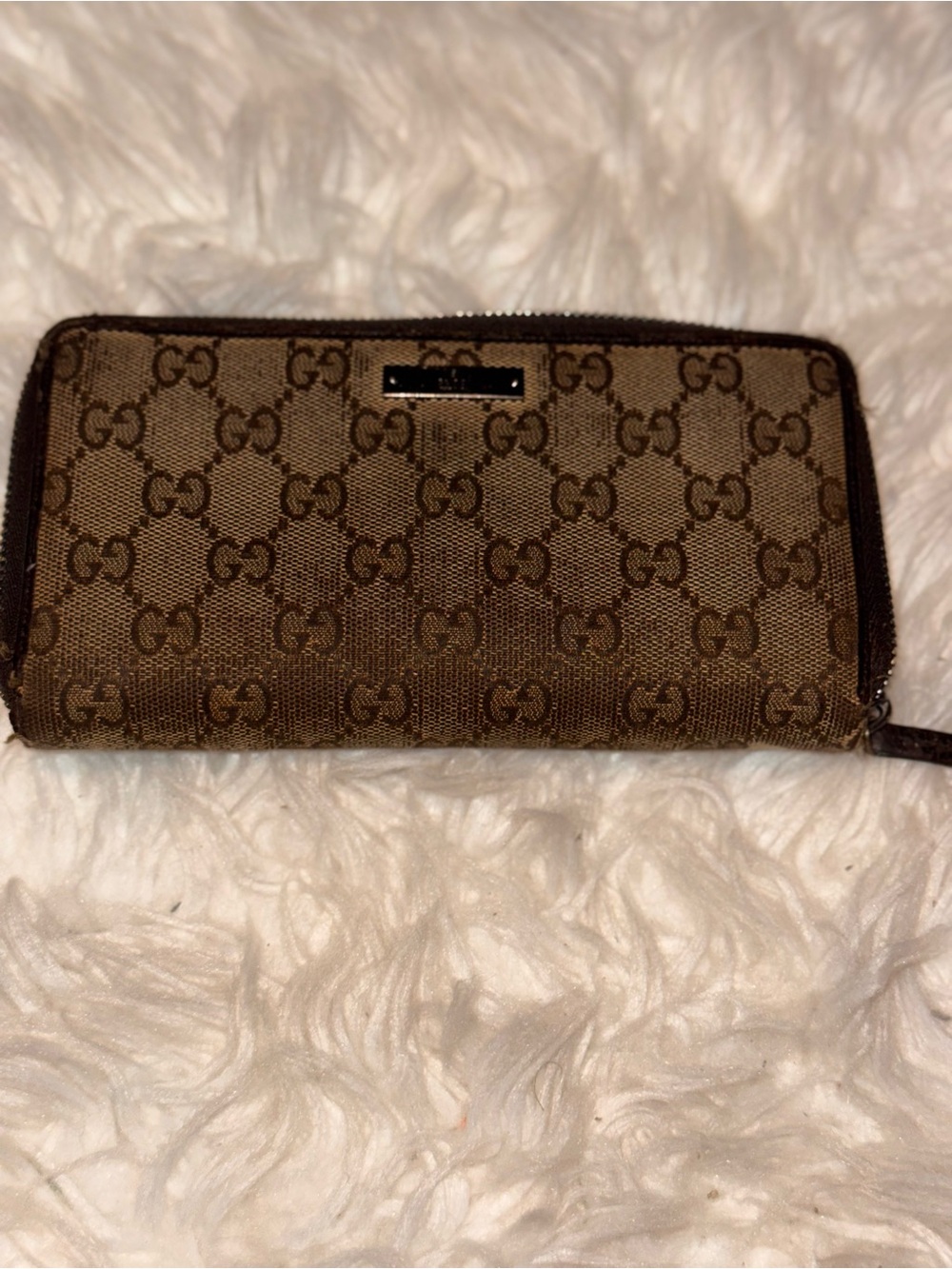 Gucci 112724 GG Canvas Zip Around Continental Wallet Brown Project